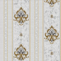 Royal Damask Stripes Wallpaper – Silver/ White / Gold - 11227