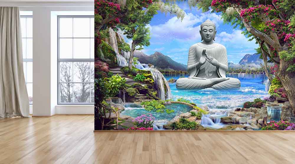3D Buddha Wallpaper Mural for Hallway