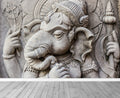 3D Ganesha Sculpture Wallpaper Mural for Hallway