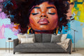 Abstract Afro Portrait Wallpaper Mural WM933928799 for Living Room