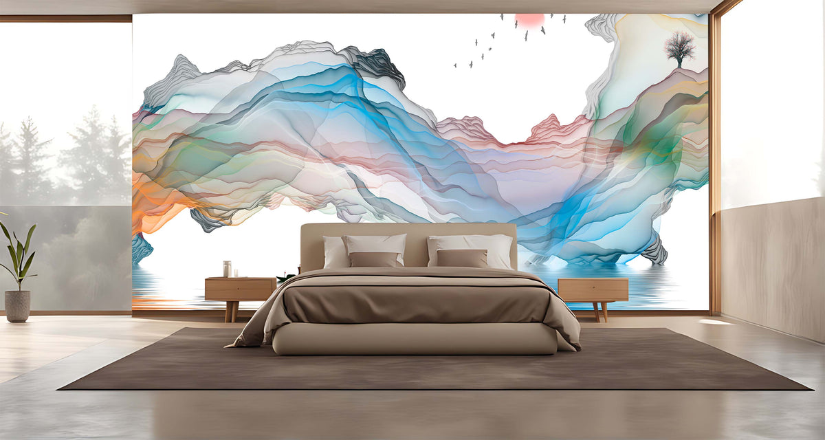 Abstract Art Landscape Wallpaper Mural for Bedroom