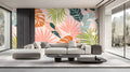 Abstract Colourful Tropical Leaves Wall Mural for Living Area