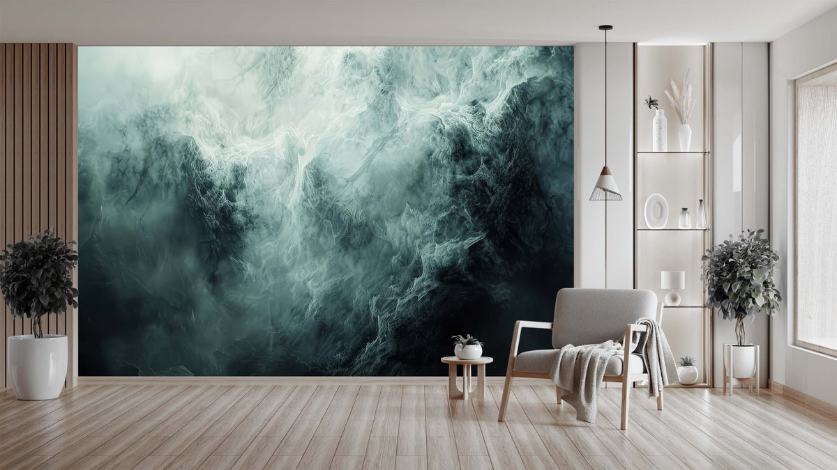 Abstract Shapes and Mist Wallpaper Mural for Living Area