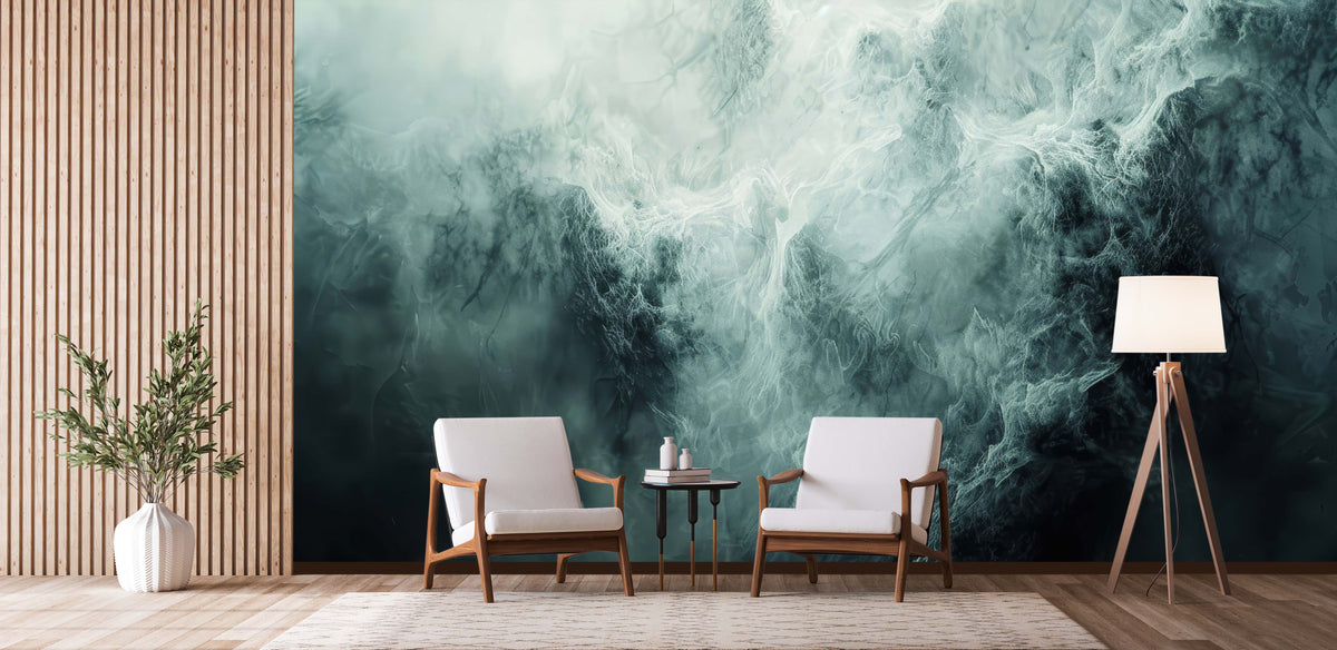 Abstract Shapes and Mist Wallpaper Mural for Living Room