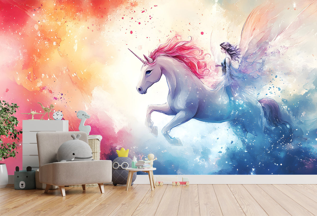 Unicorn and Fairy Wallpaper Mural for Kids