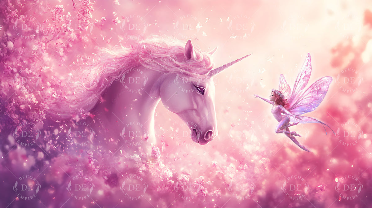 Unicorn and Fairy Watercolour Wallpaper Mural