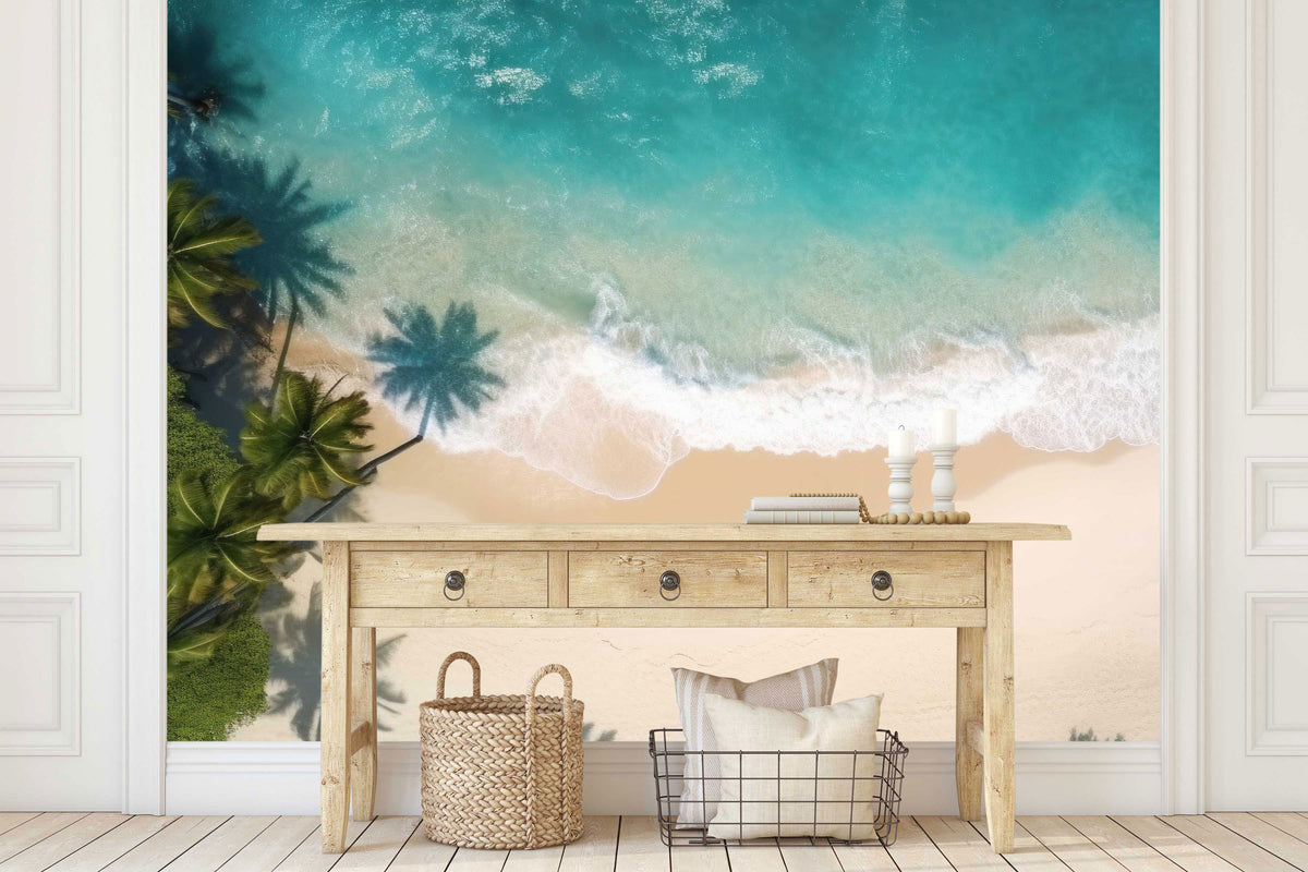 Aerial Beach Wall Mural for Hallway