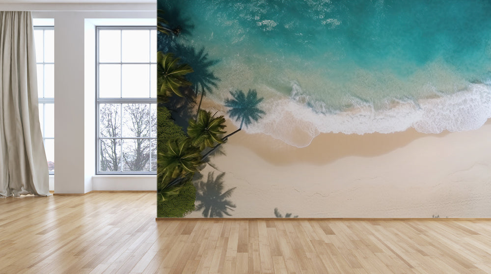 Aerial Beach Wall Mural for Living Area