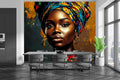 African Woman Portrait Wallpaper Mural WM933914090 for Dining Area
