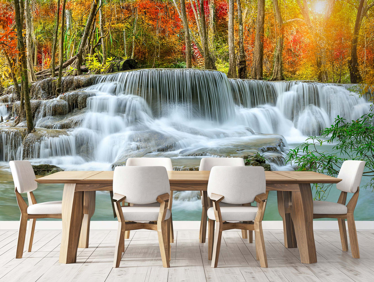 Autumn Bliss Waterfall Wall Mural for Dining Room