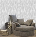 Broad Leaves Botanical Light Gray Wallpaper - 11413