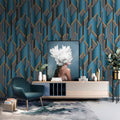 3D Effect Geometric Blue and Grey Wallpaper - 11467