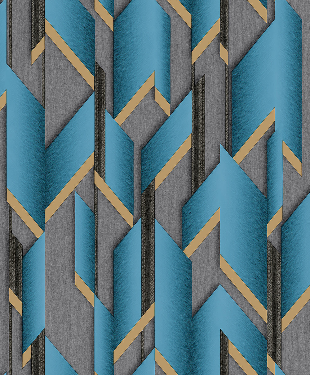 3D Effect Geometric Blue and Grey Wallpaper - 11467