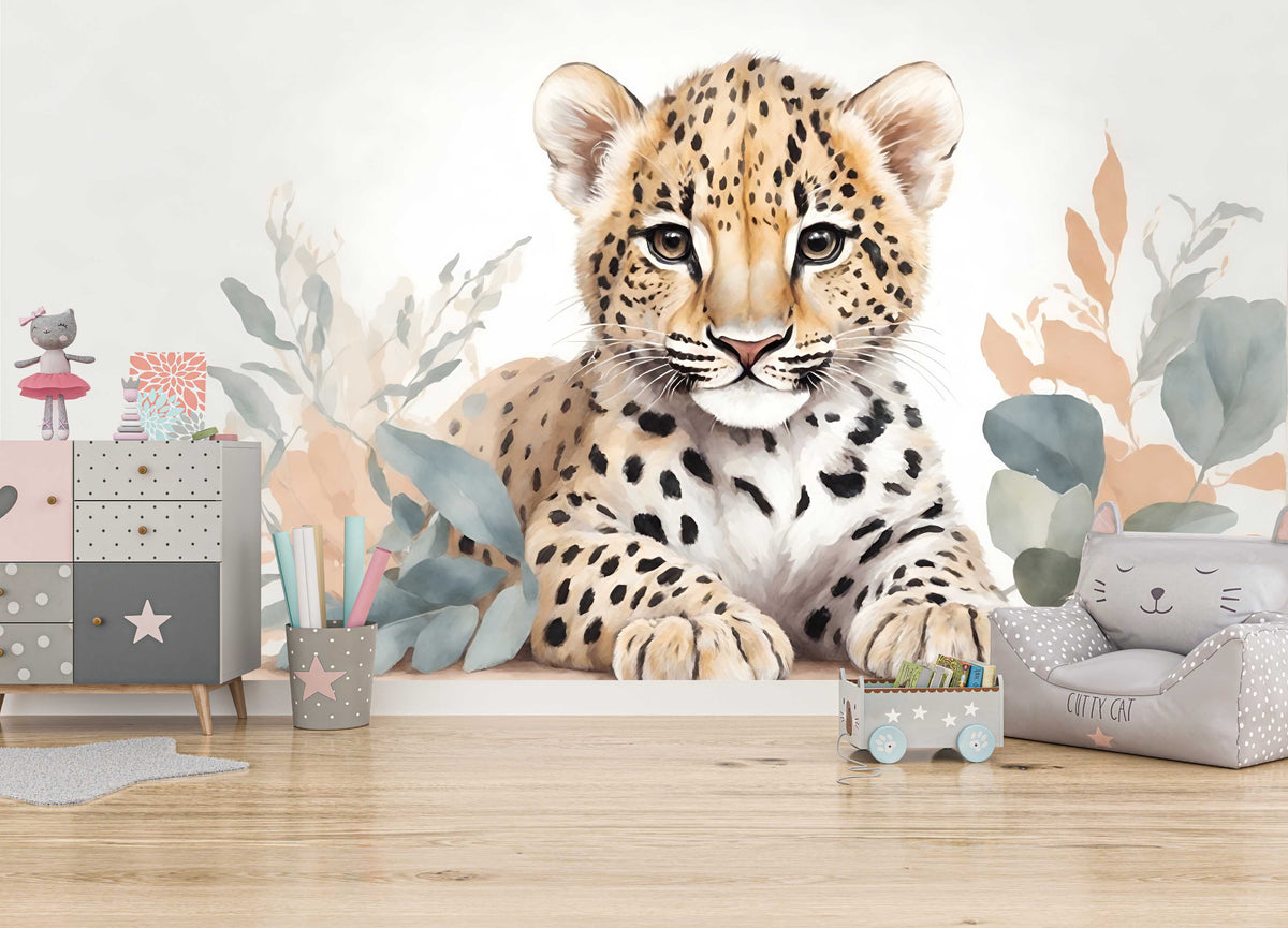 Baby Cheetah Wallpaper Mural for Play Area