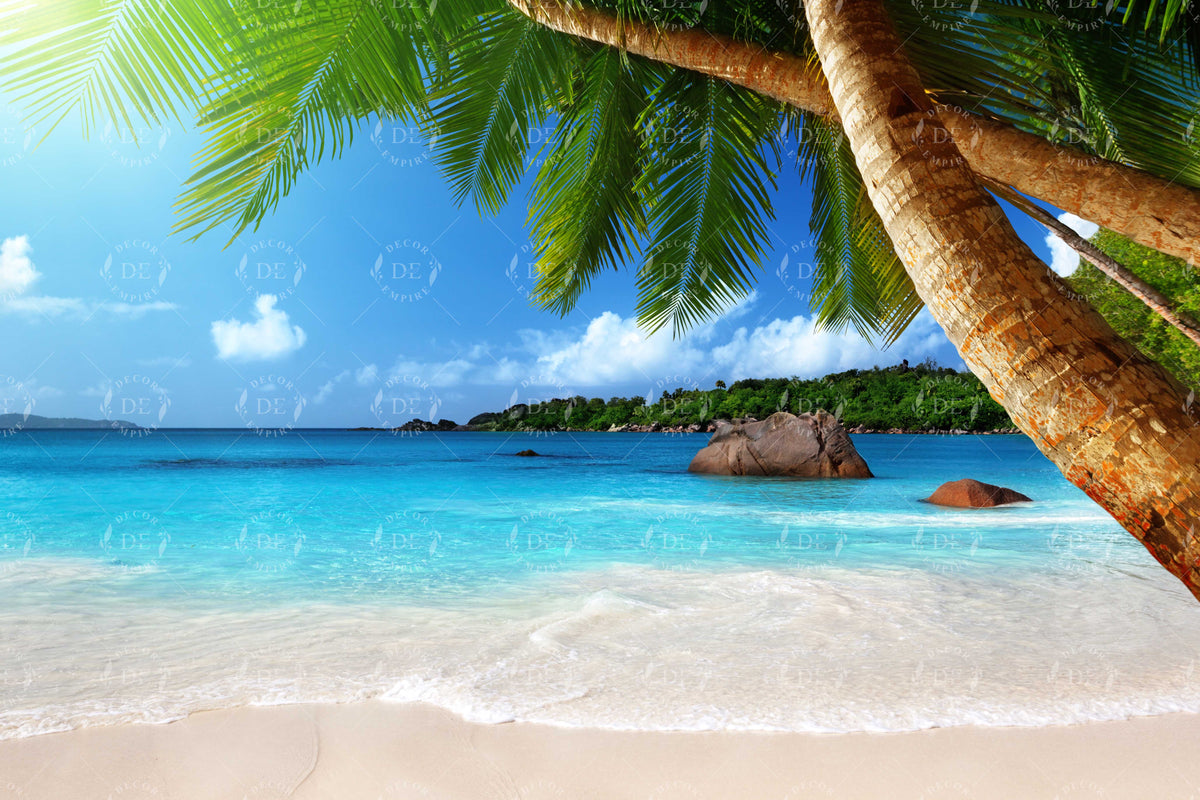 Beach View with Palm Trees Wallpaper Mural