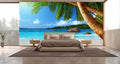 Beach View with Palm Trees Wallpaper Mural for Bedroom