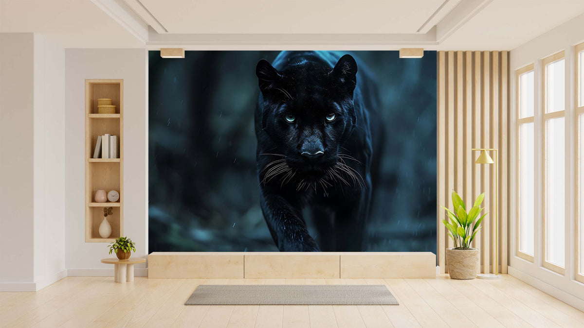 Black Puma Wildlife Wallpaper Mural for Hallway