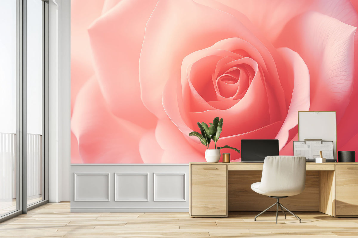 Blooming Rose Wallpaper Mural for Home Office