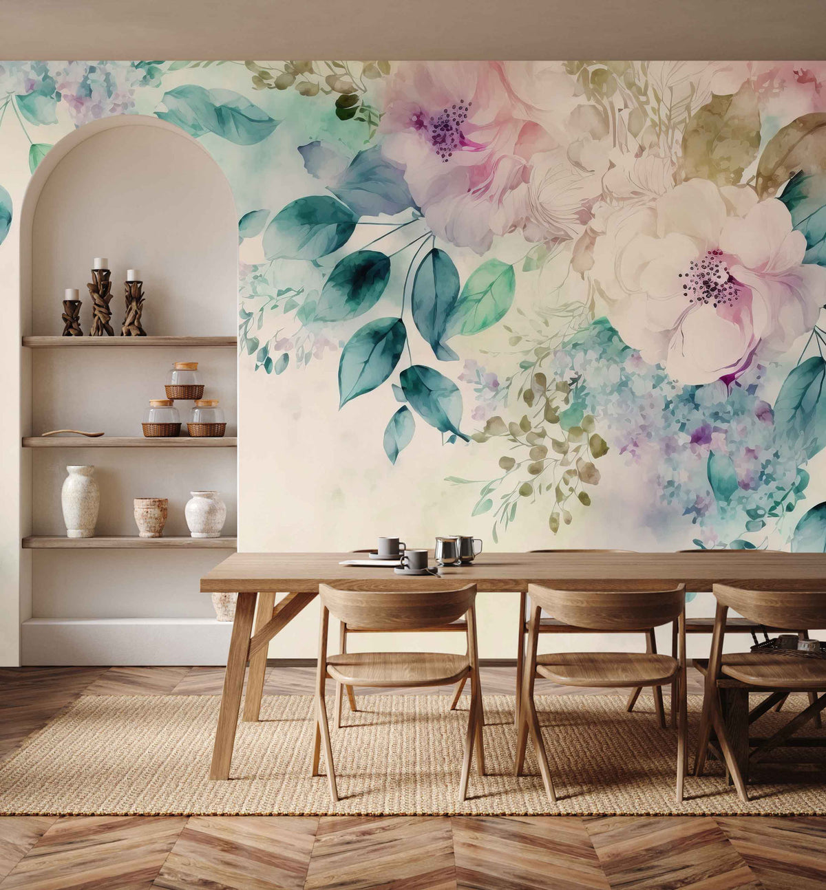 Botanical Bliss Wall Mural for Dining Area