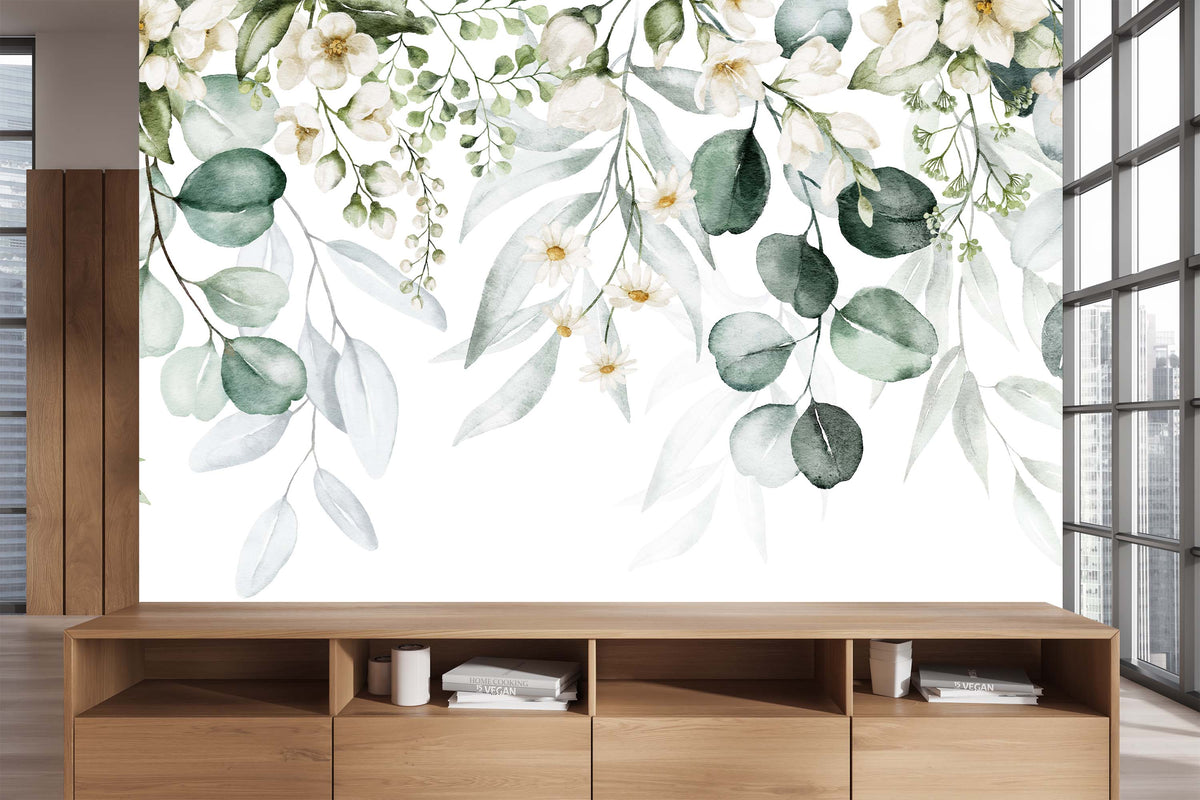 Botanical Elegance Wall Mural for Hallway