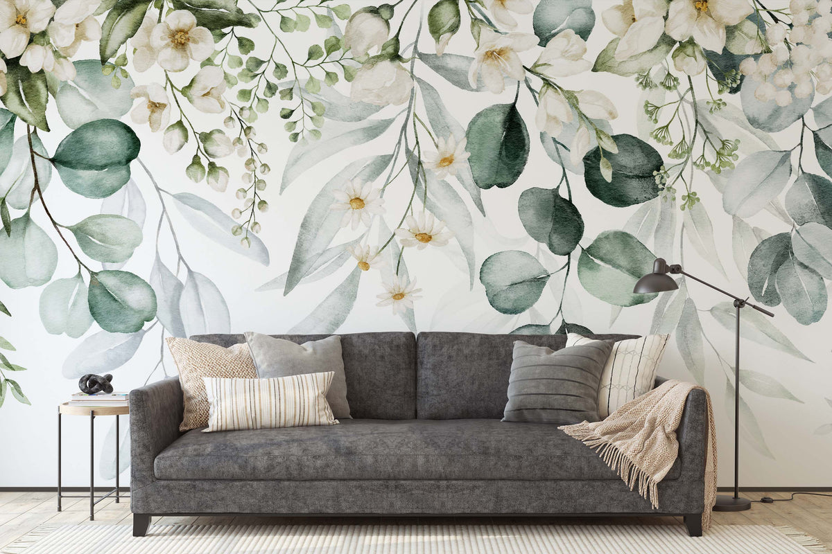 Botanical Elegance Wall Mural for Living Room