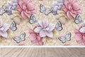 Butterflies and Hydrangea Floral Wallpaper Mural
