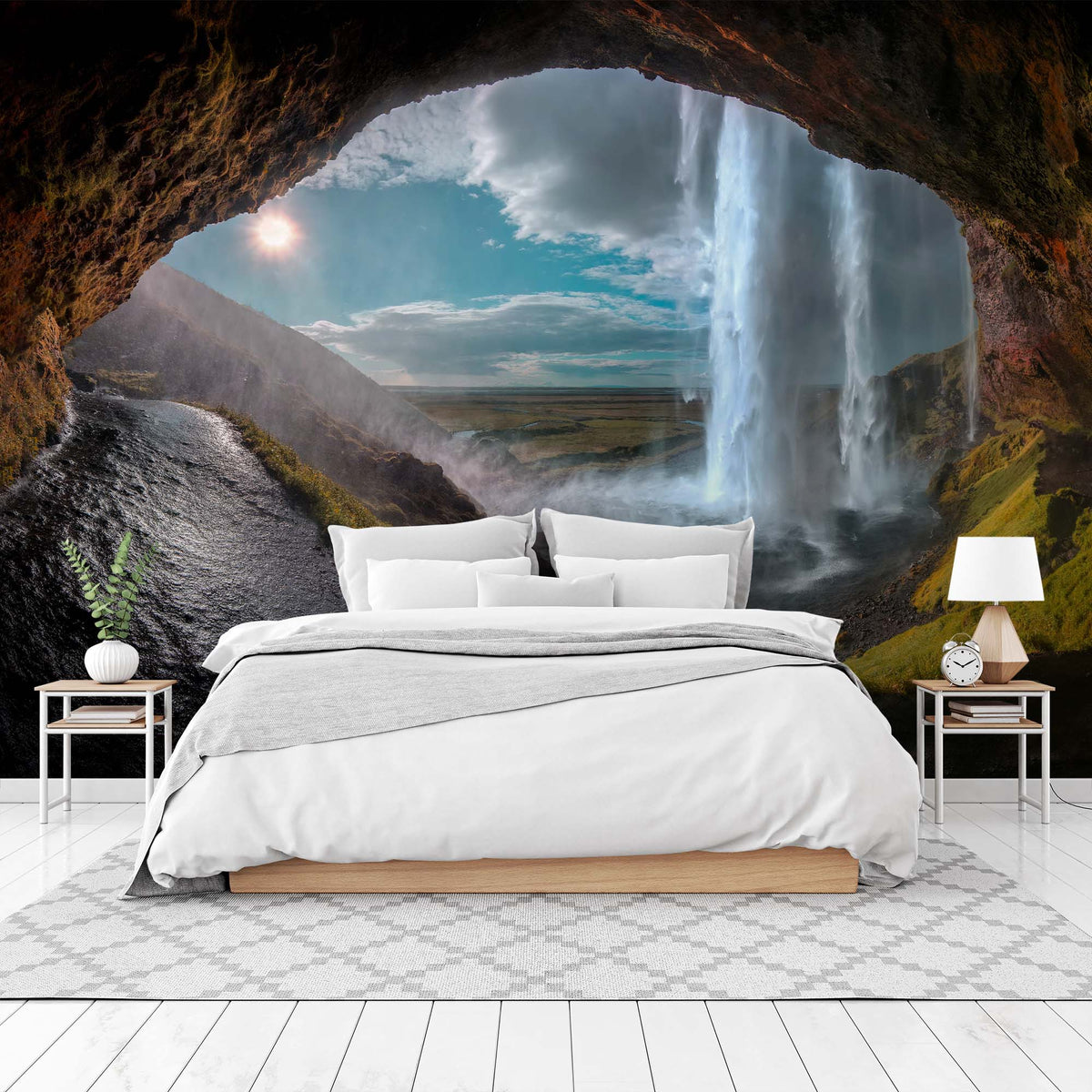 Cave Escape - Waterfall View Wall Mural for Bedroom