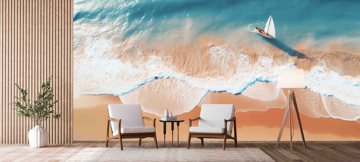 Coastal Charm - Sailing Boat Wallpaper Mural for Hallway