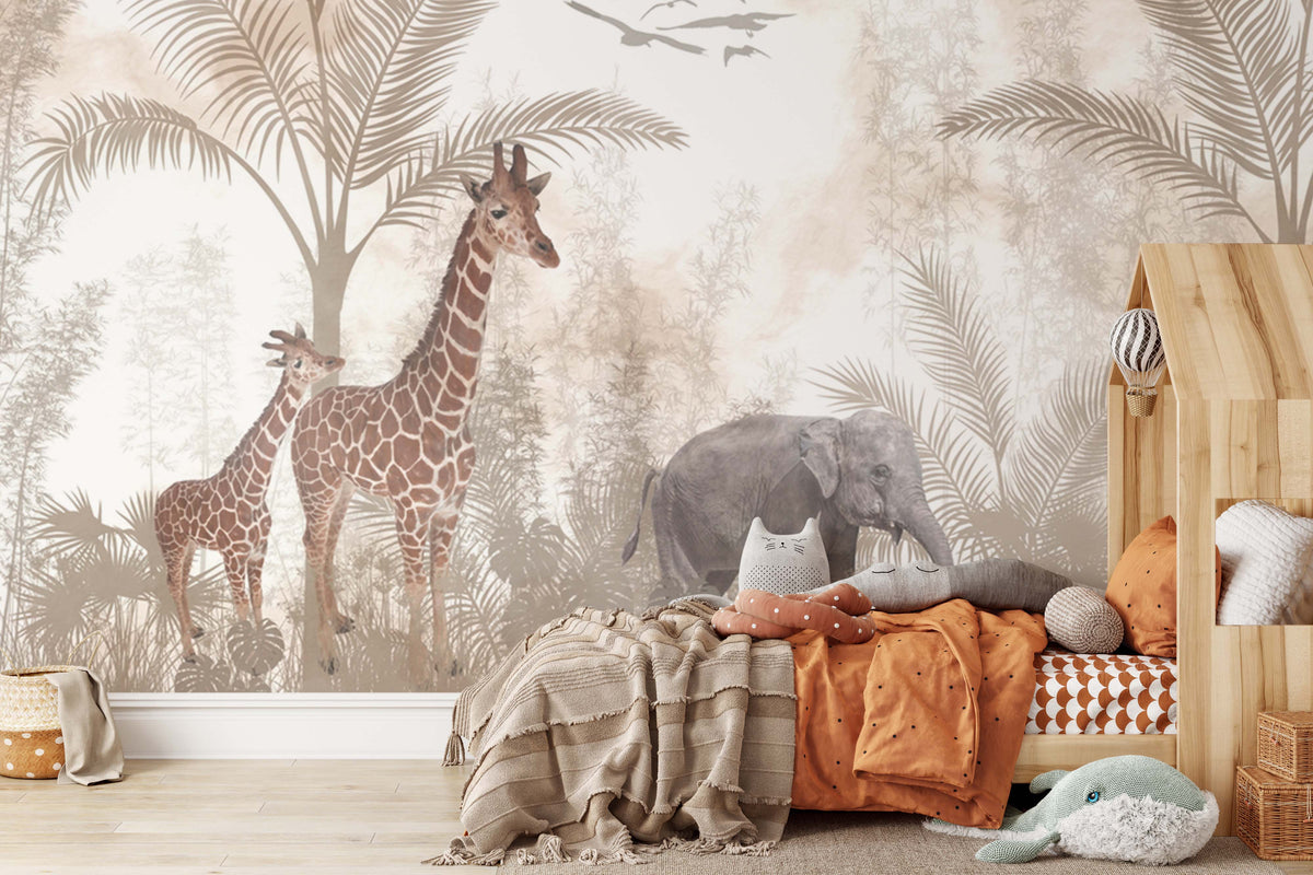 Cute Animals Kids Room Wallpaper Mural for Kids Room