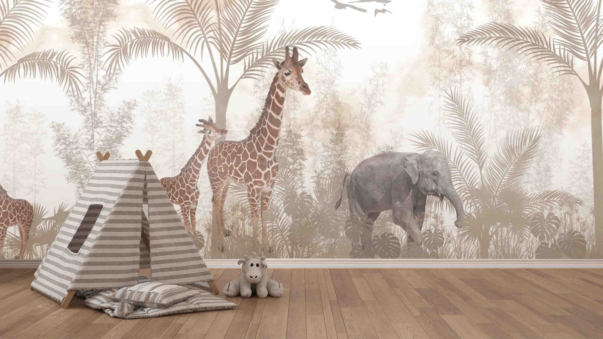 Cute Animals Kids Room Wallpaper Mural for Play Room