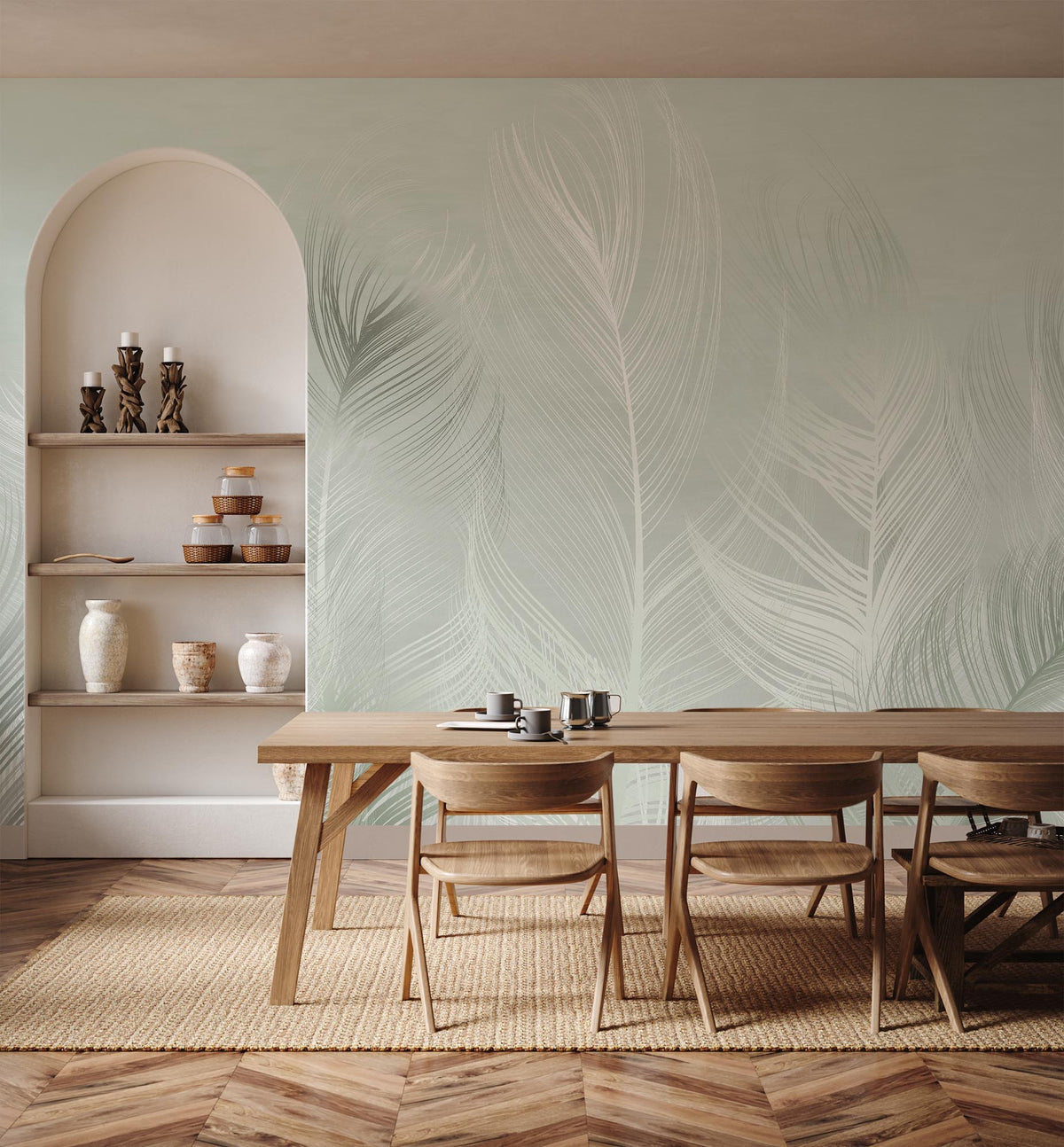 Decorative Feathers Bliss Wall Mural for Dining Area
