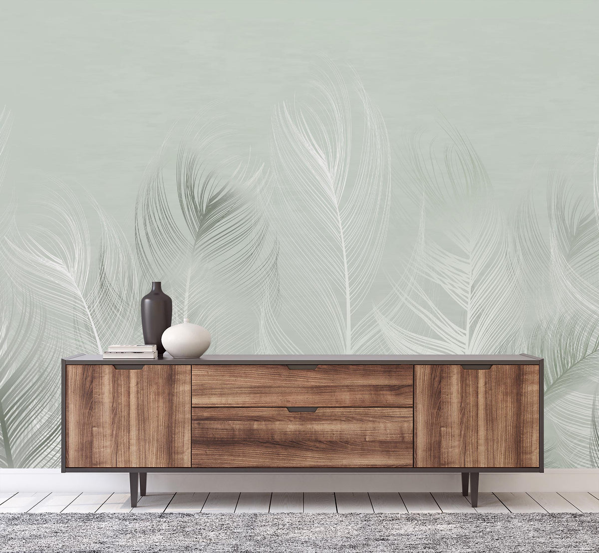 Decorative Feathers Bliss Wall Mural for Hallway