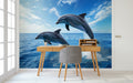 Dolphins Above Waves Wallpaper Mural WM732880841 for Study Area