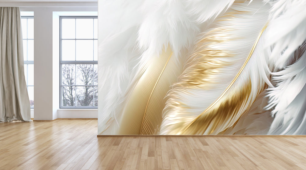Dreamy Pastel Feather Wallpaper Mural for Hallway