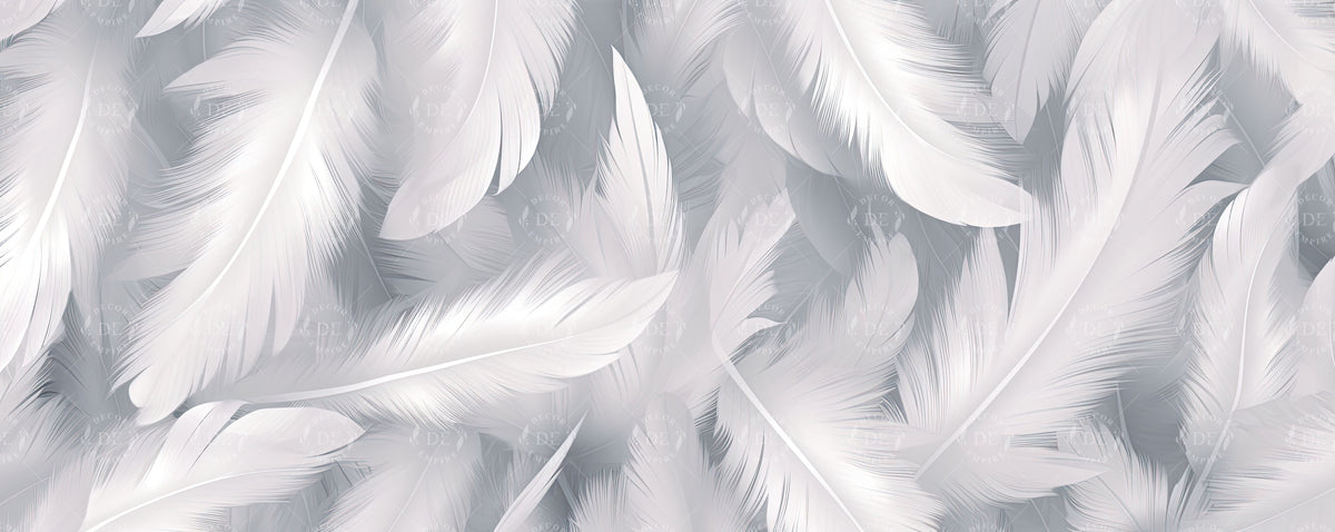 Dreamy White Feathers Wall Mural