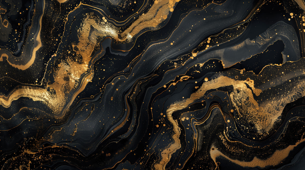 Elegant Black and Gold Abstract Marble Wall Mural