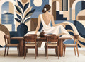 Elegant Feminine Geometry Wall Mural WMWM10000175 for Dining Area