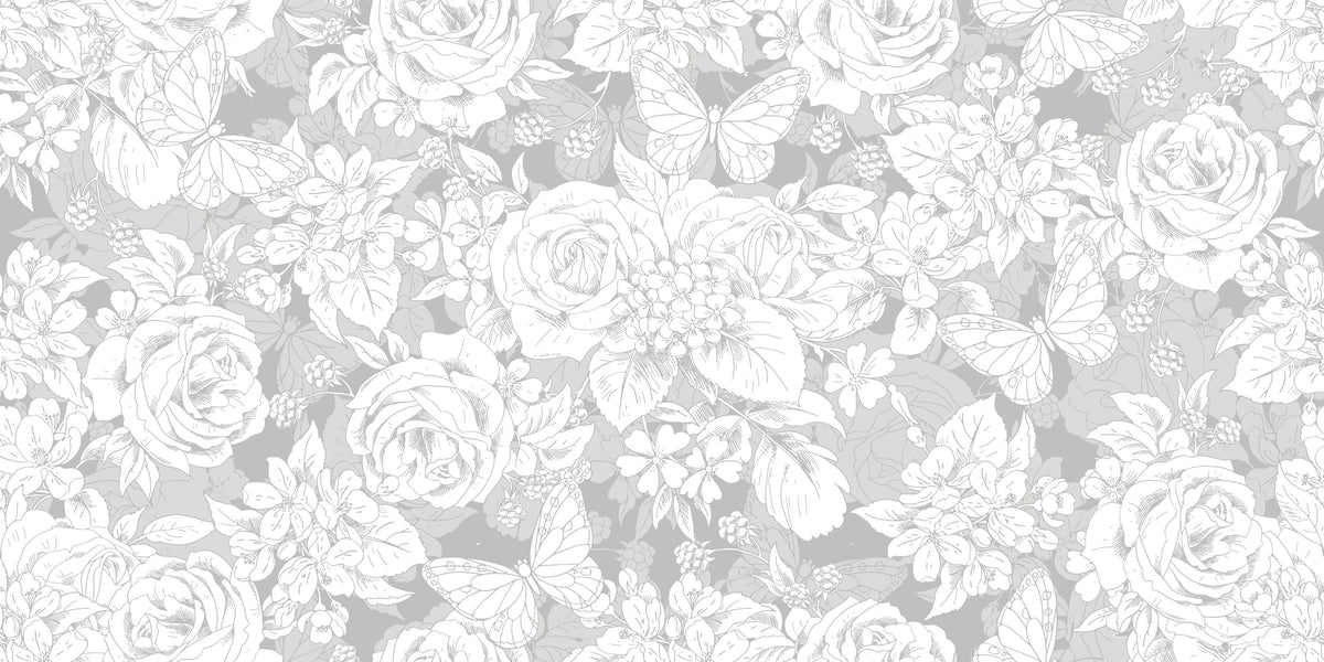 Elegant Roses Grey Floral Wallpaper Mural