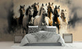 Elegant Seven Horses Running Wallpaper Mural for Bedroom