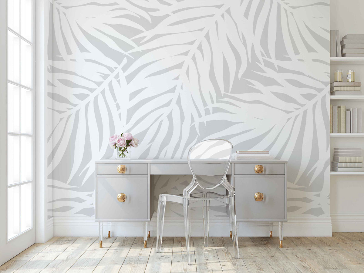 Exotic Broad Leaves Wallpaper Mural for Study Area
