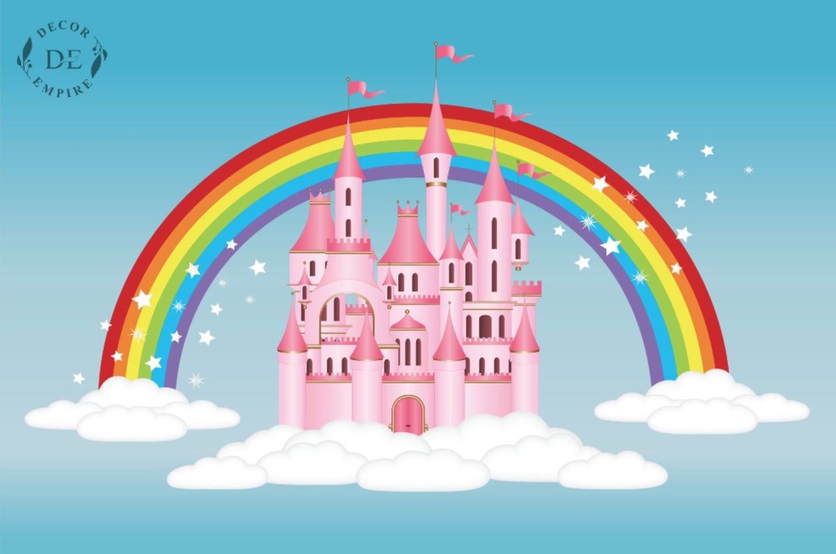 Princess Fairy Tale castle with Rainbow Wallpaper Mural