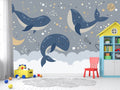 Flying Whales in Space Wallpaper Mural WM632543761 for Nursery