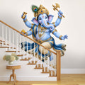 Ganesha Blue Gold 3D Wall Mural WMWM10000169 for Staircase Wall