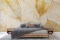 Golden Nature Leaves Wallpaper Mural WM1165519418 for Bedroom