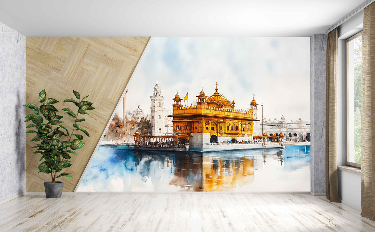 Golden Temple Wallpaper Mural for Living Room