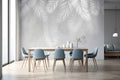 Hanging White Palm Leaves Wallpaper Mural for Dining Area