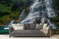 Immersive Jungle Waterfall Wall Mural for Living Room