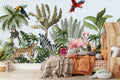 Jungle Animals - Flowers and Trees Wallpaper Mural for Kids Bedroom