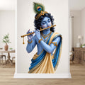 Krishna Flute Blue Gold Wall Mural WMWM10000168 for Living Area