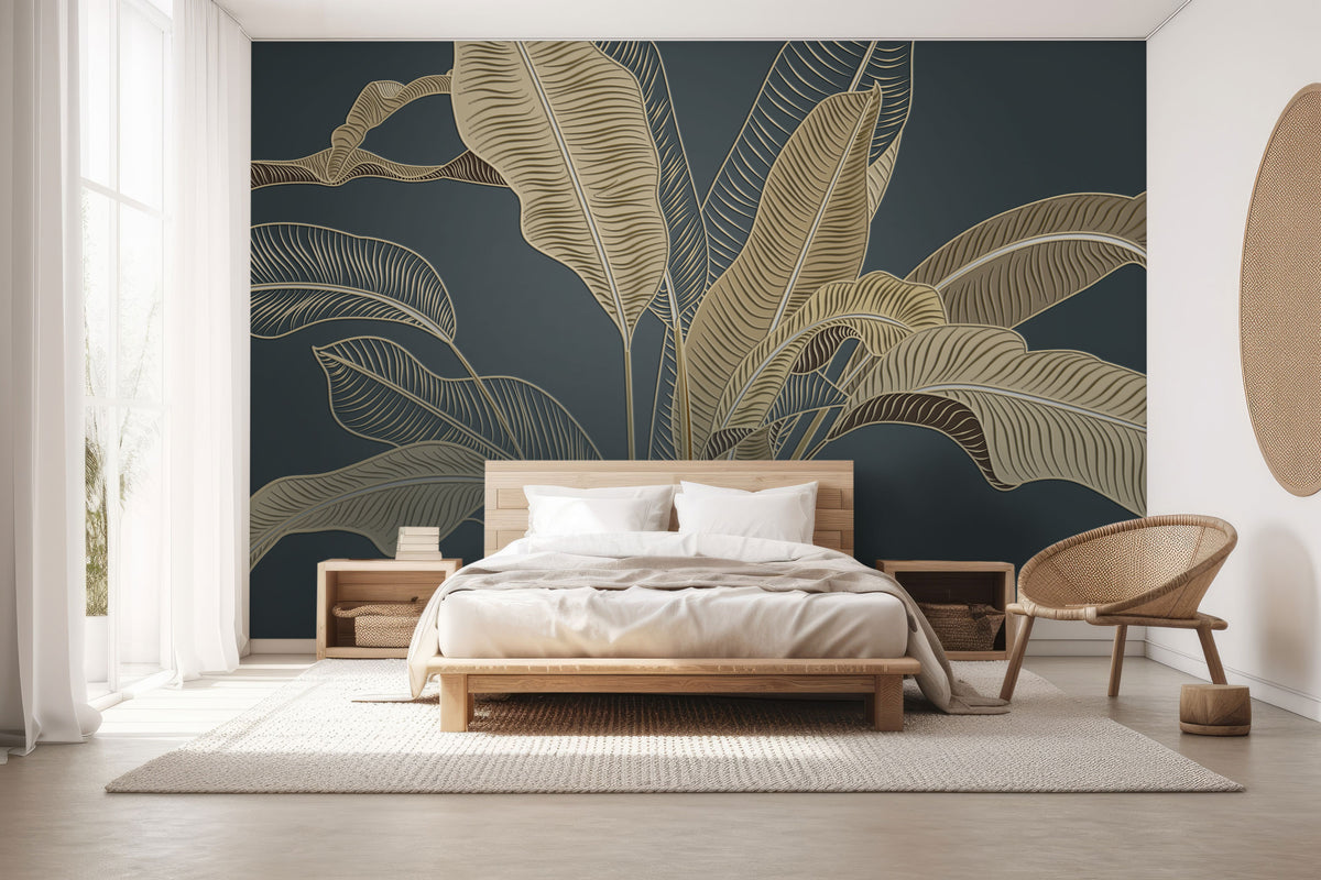 Luxury Banana Leaf Wallpaper Mural for Bedroom